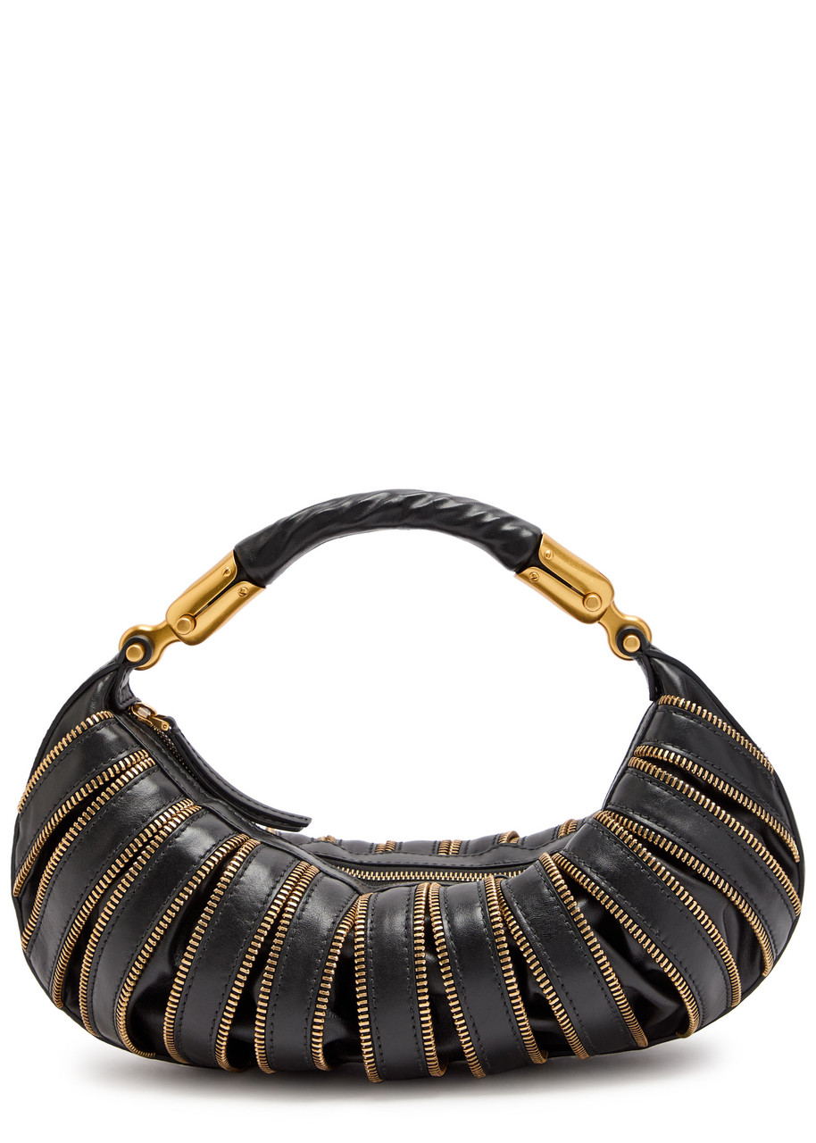 Balmain Ebene Medium Leather Shoulder Bag In Black