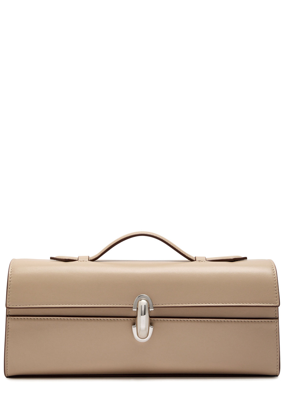 Savette Symmetry Slim Leather Pochette In Sand