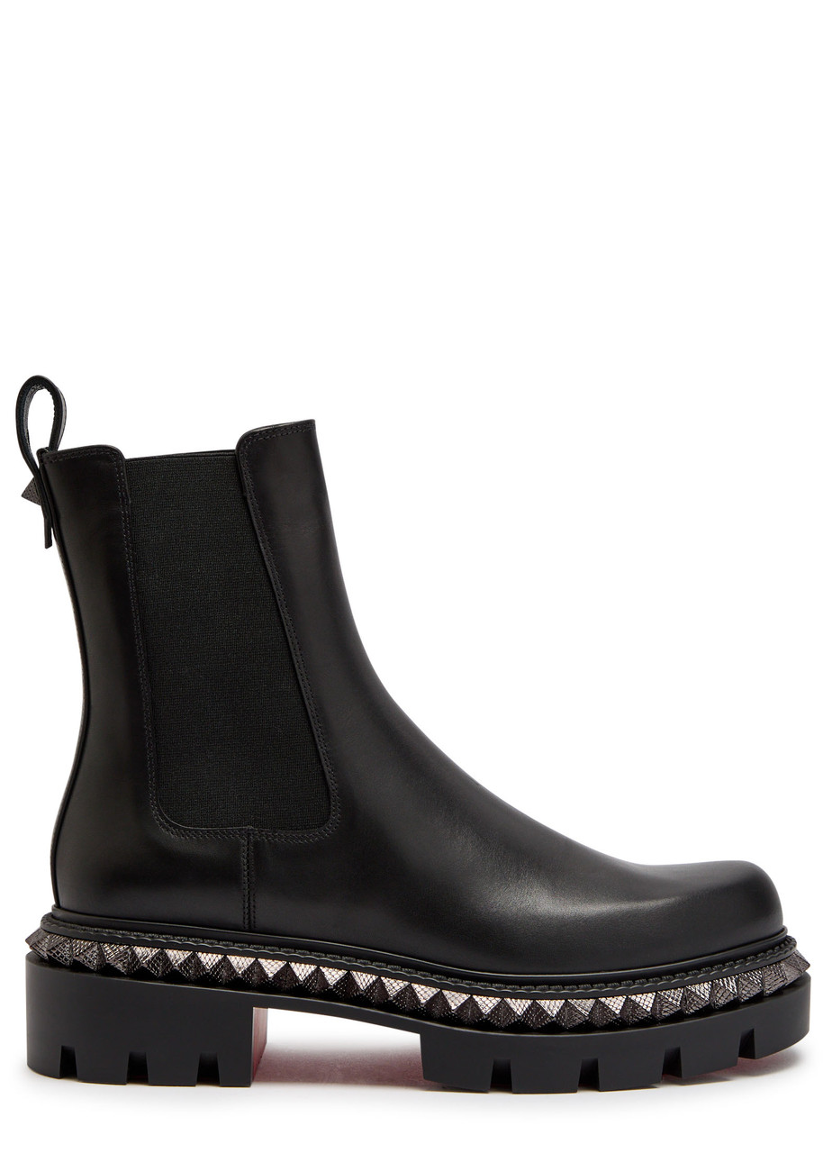 Christian Louboutin Emilia Pyraclou Embellished Leather Chelsea Boots In Black