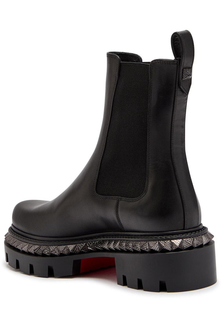 Christian Louboutin Emilia Pyraclou Embellished Leather Chelsea Boots In Black
