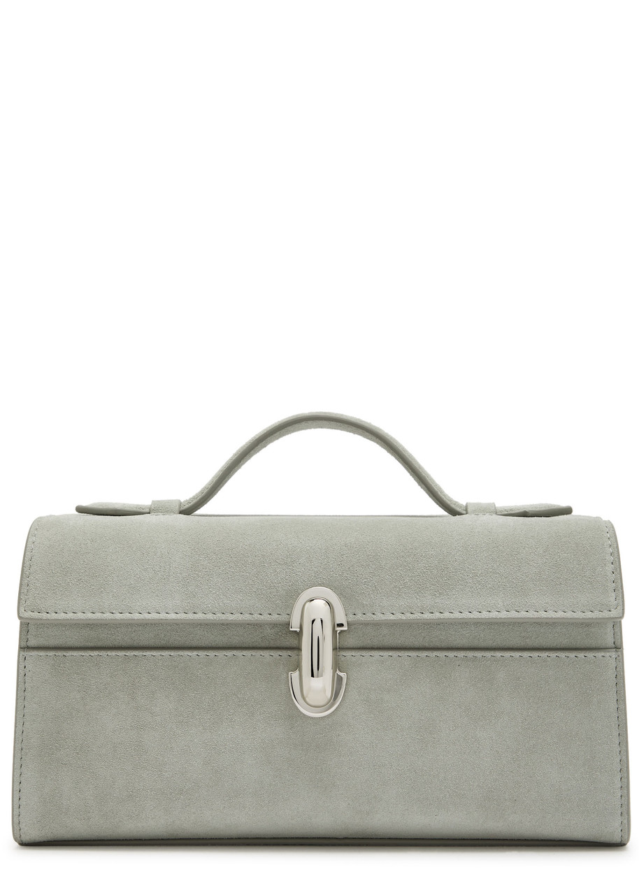 Savette Symmetry Suede Pochette In Green