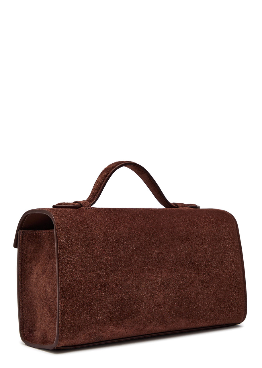 Savette Symmetry Pochette Suede Top Handle Bag In Brown