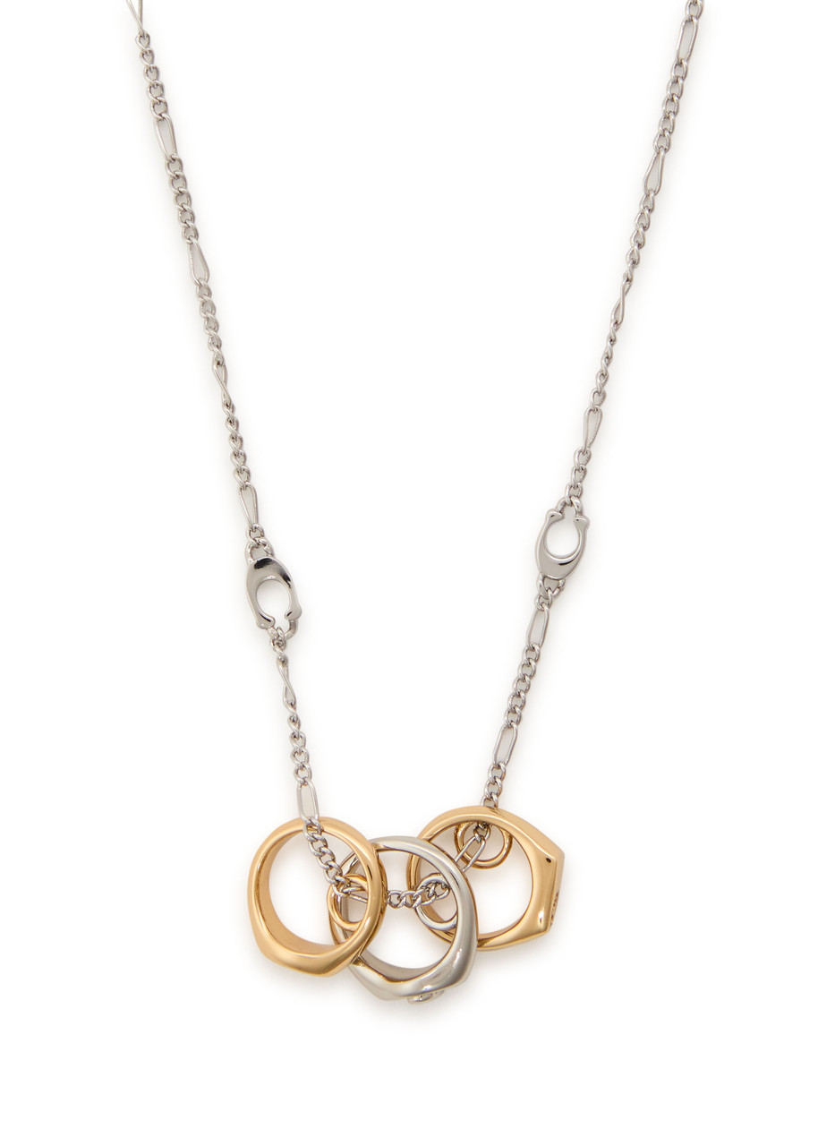 Coach Signet Ring Two-tone Necklace In Gold