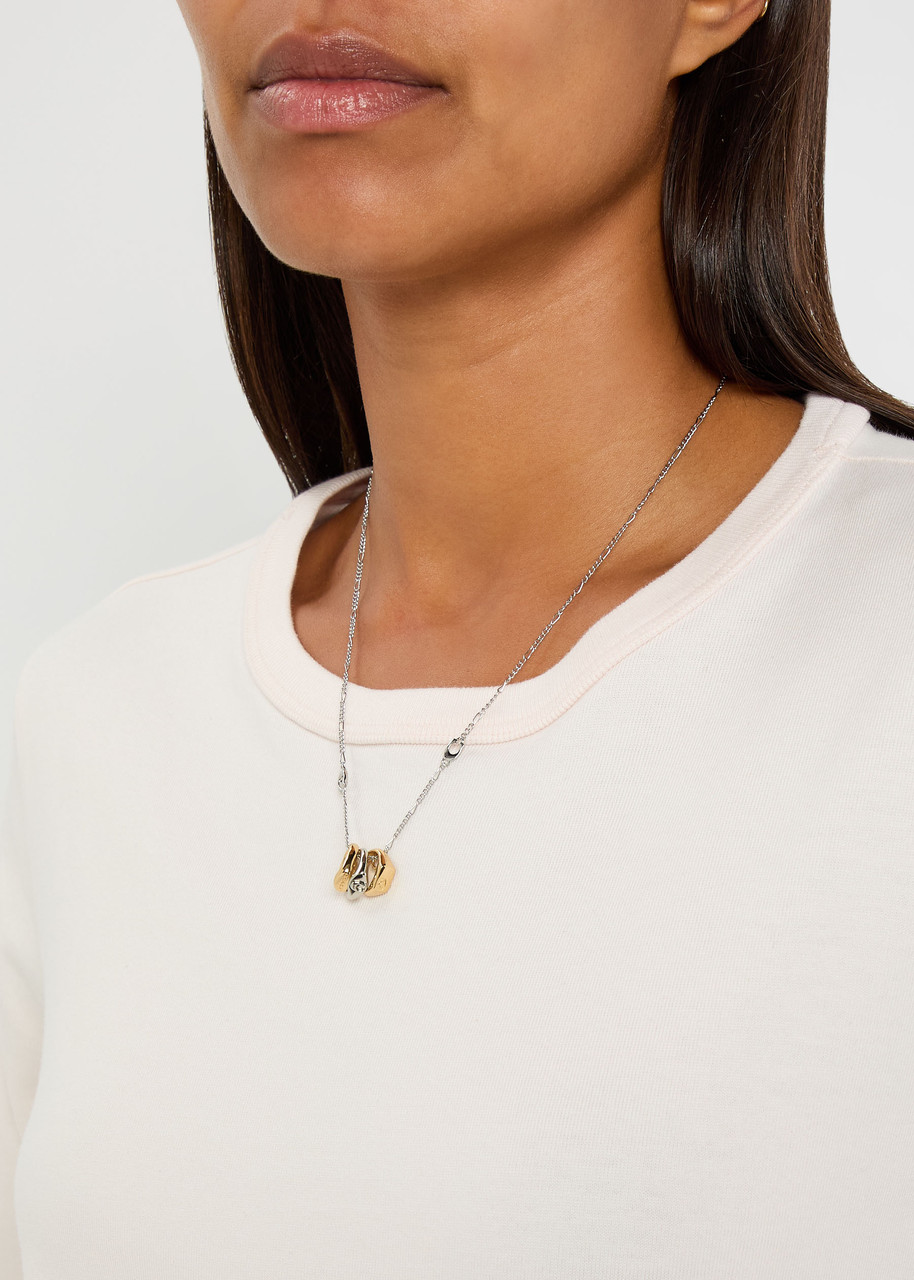 Coach Signet Ring Two-tone Necklace In Gold