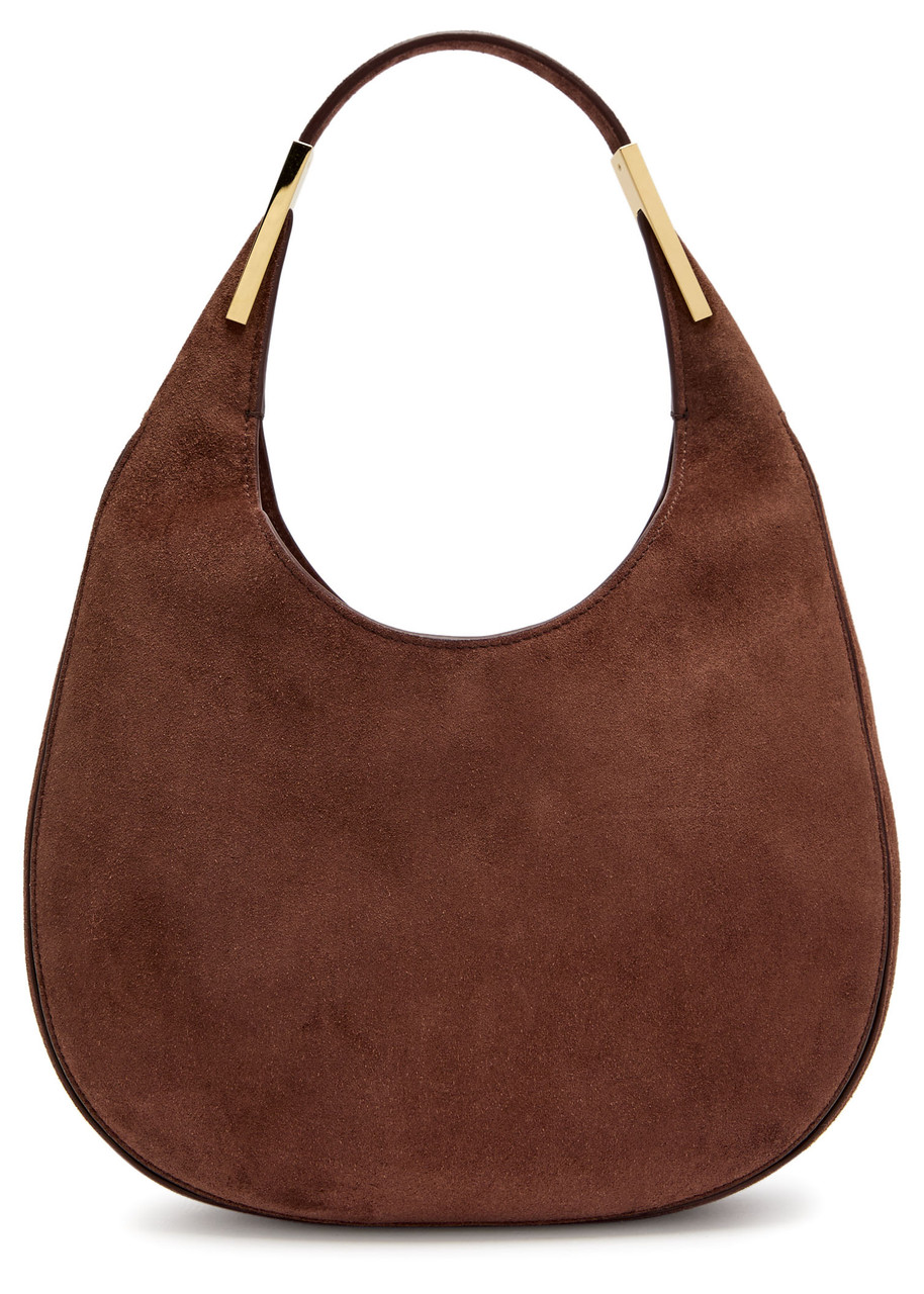 Savette Florence Small Suede Hobo Bag In Brown