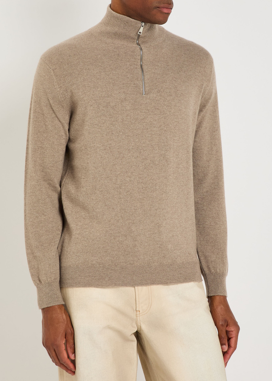 Begg & Co Heriot Half-zip Cashmere Jumper In Brown