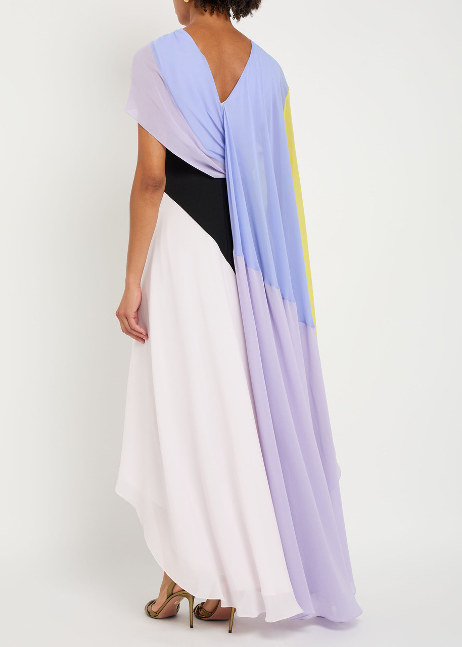 Roksanda Orel Colour-blocked Draped Silk-chiffon Gown In Multi