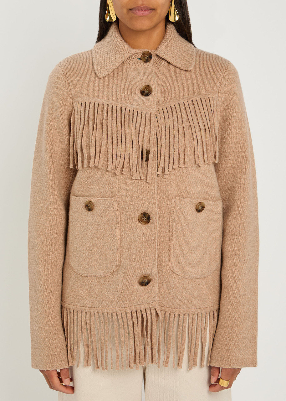 Guest In Residence Western Fringe Wool-blend Cardigan In Brown