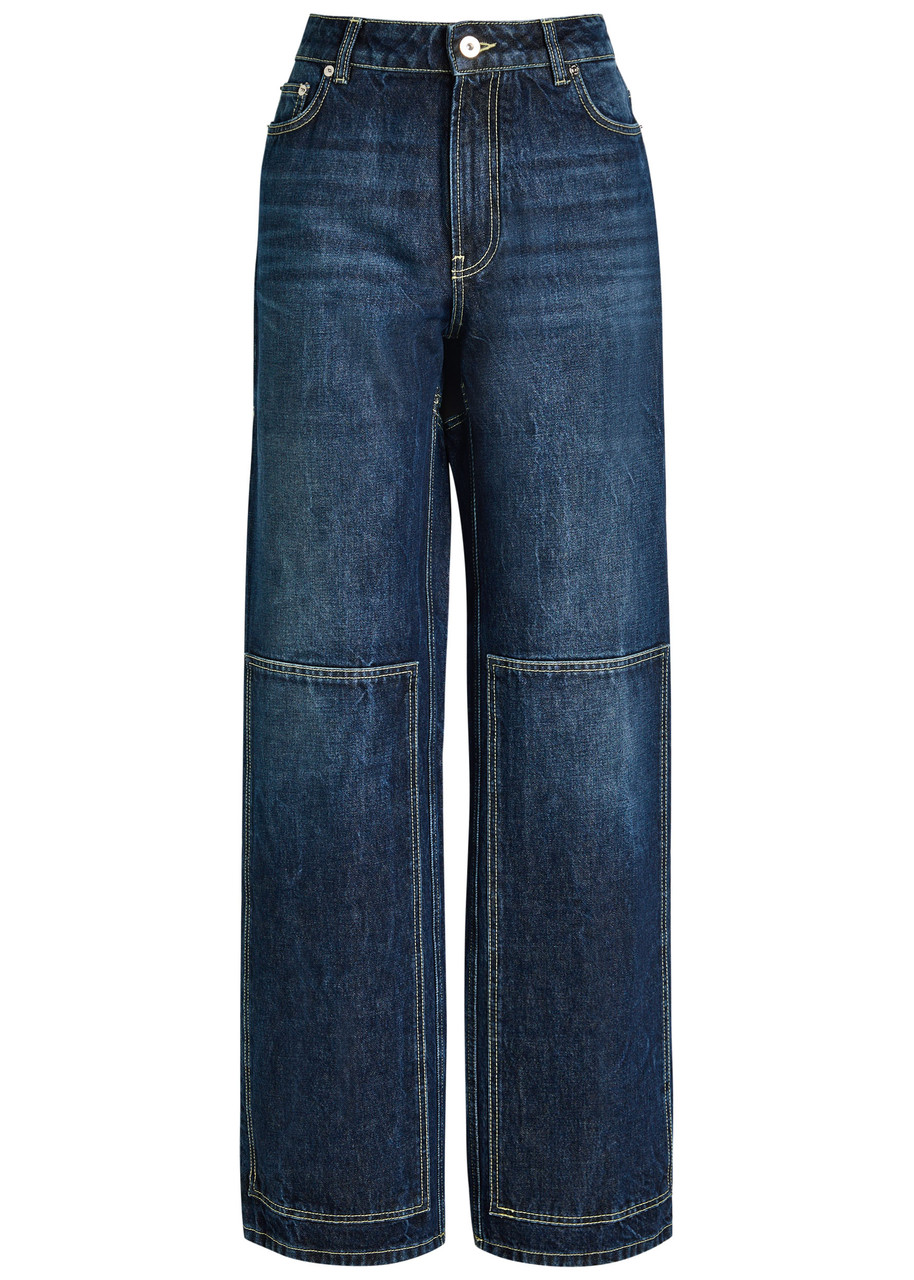 Jean Paul Gaultier Cutout High-rise Wide-leg Jeans In Blue