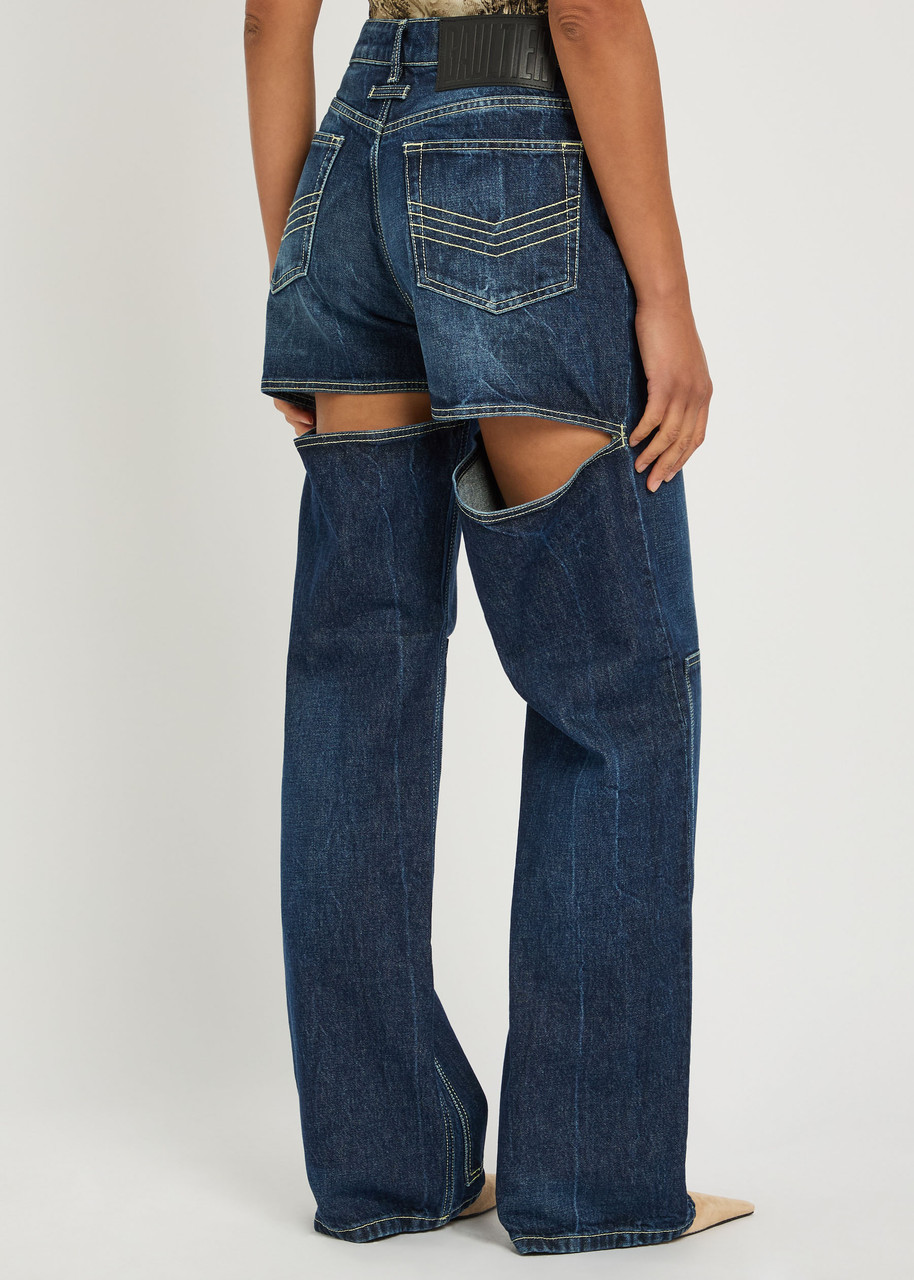Jean Paul Gaultier Cutout High-rise Wide-leg Jeans In Blue