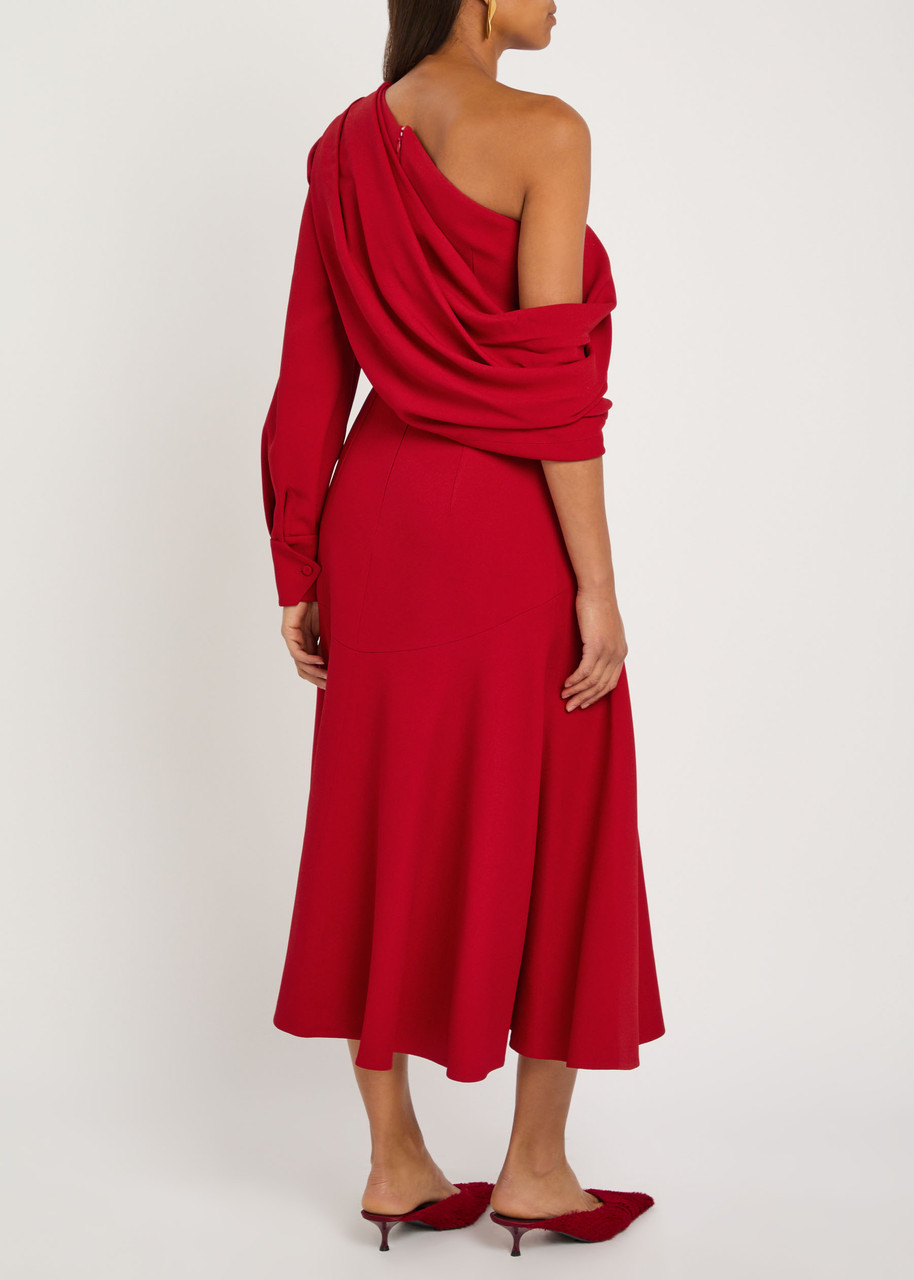 Emilia Wickstead Sehima Draped Crepe Gown In Red