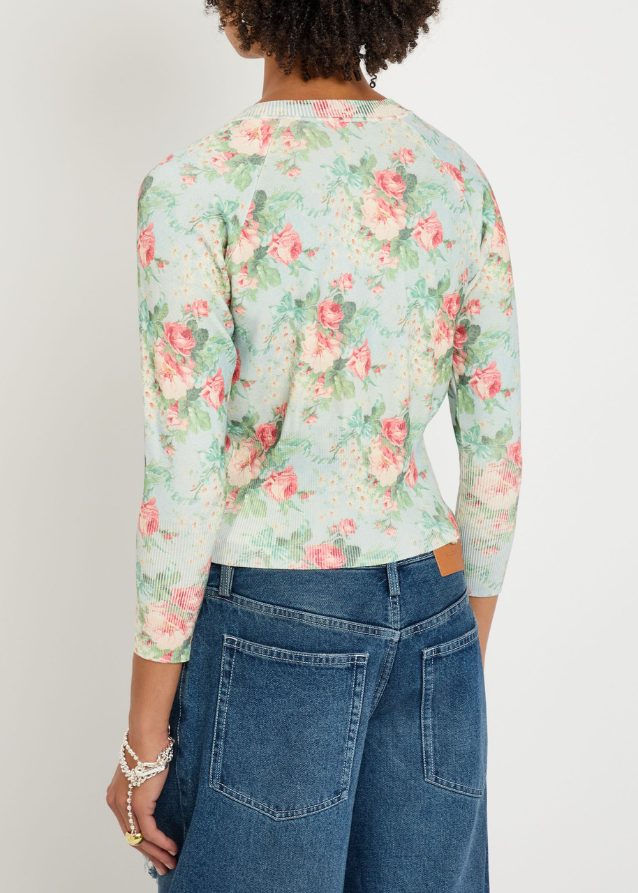 Simone Rocha Floral-print Knit Cardigan In Multi