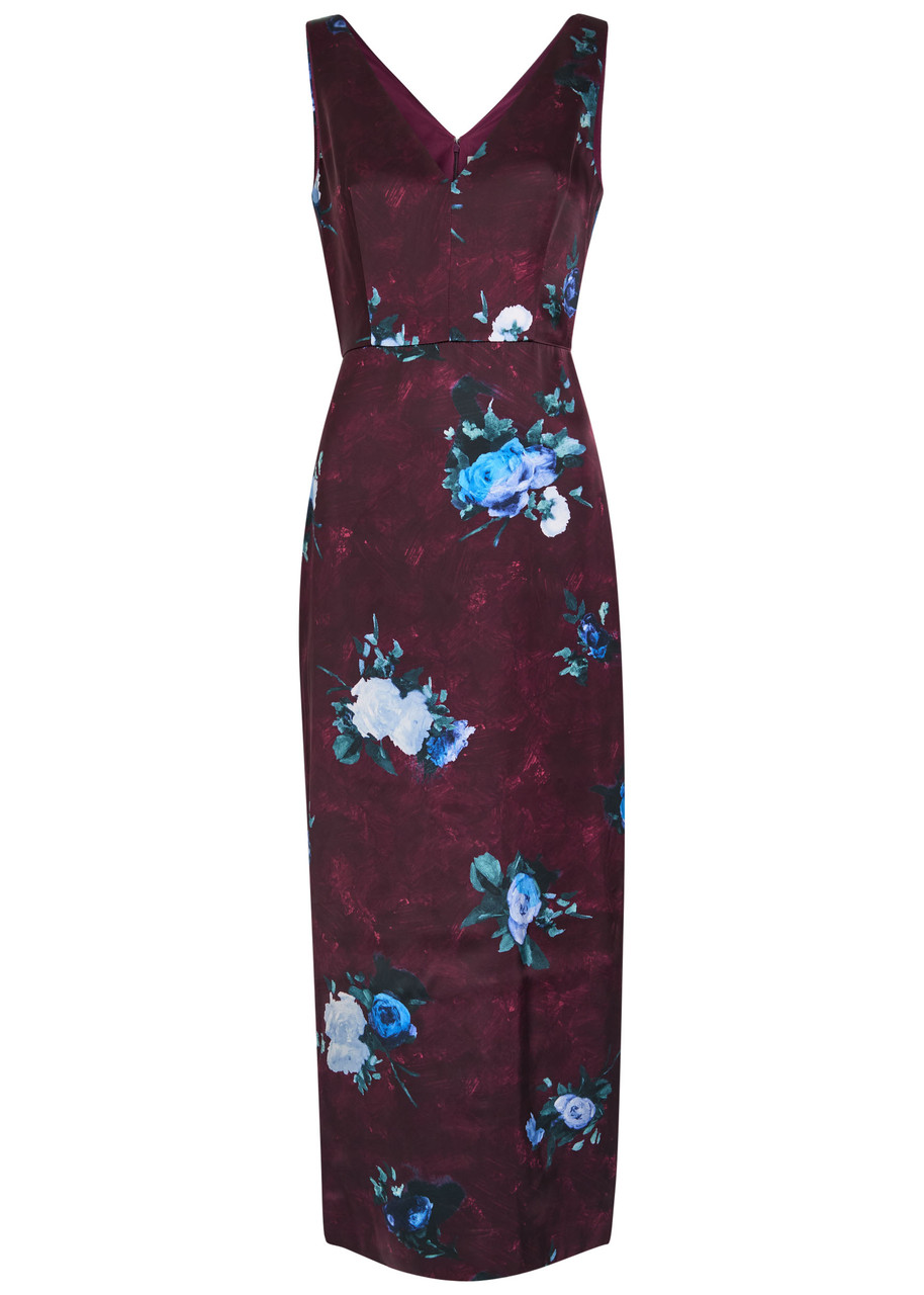 Erdem Floral Duchesse Cocktail Dress In Brown