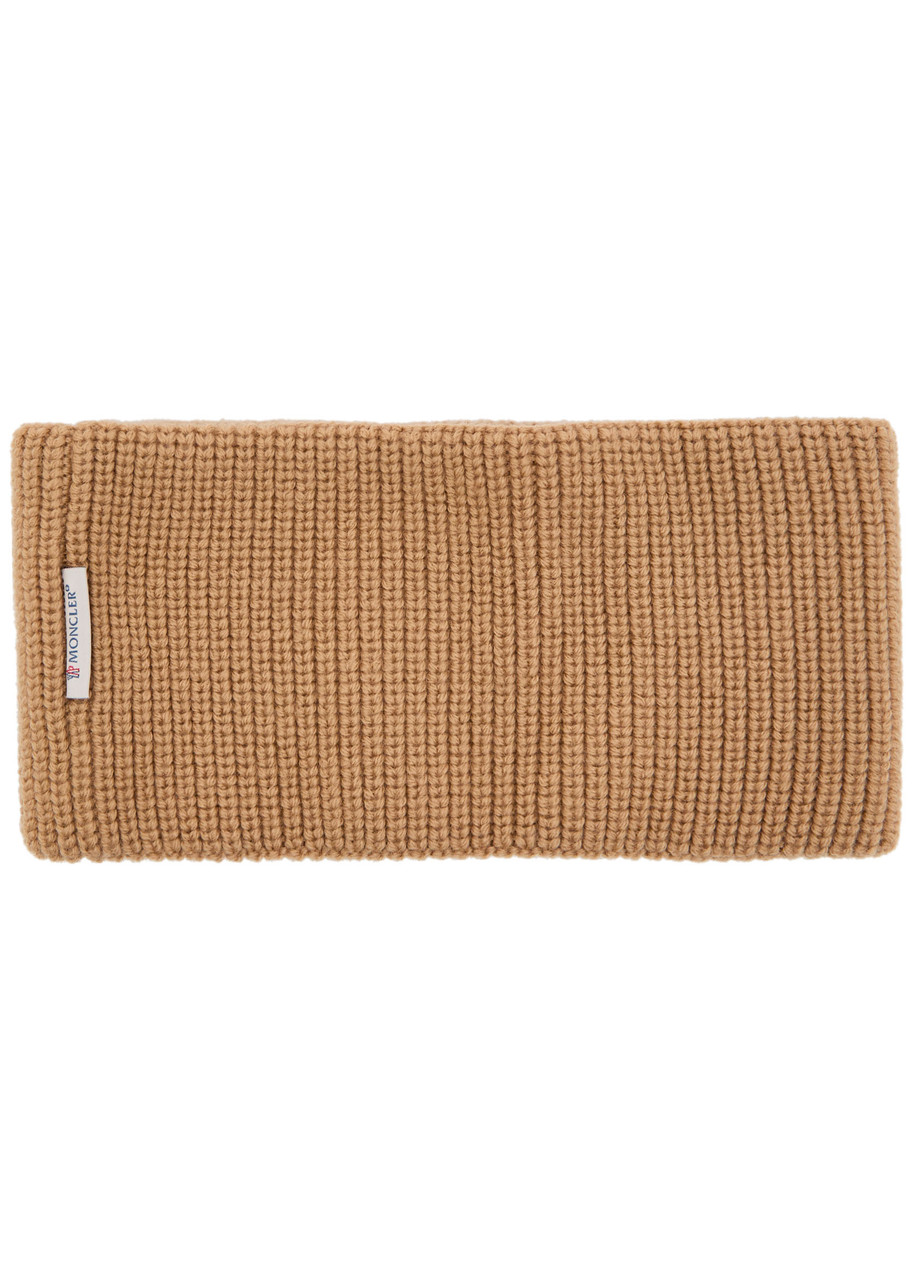 Moncler Ribbed Wool Headband In Brown