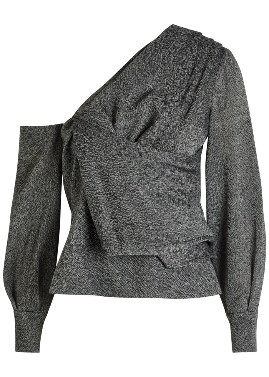 Emilia Wickstead Alida Draped Wool Top In Gray