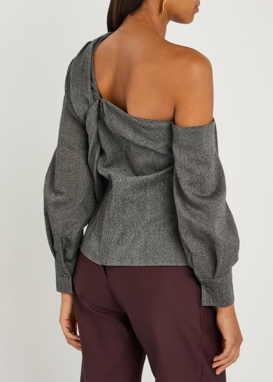 Emilia Wickstead Alida Draped Wool Top In Gray