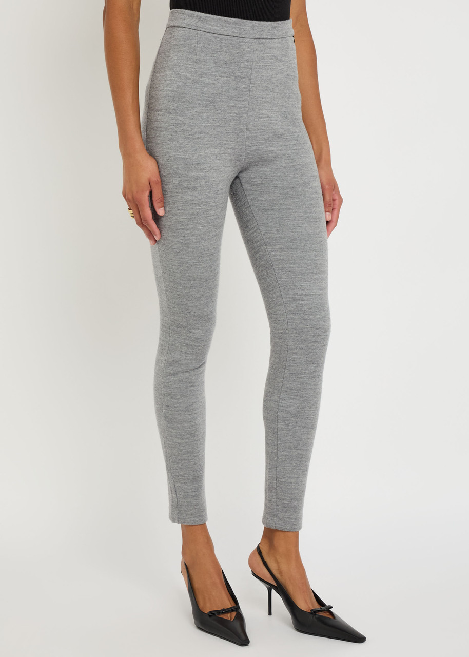 Balmain Melange Skinny-leg Wool-blend Trousers In Gray
