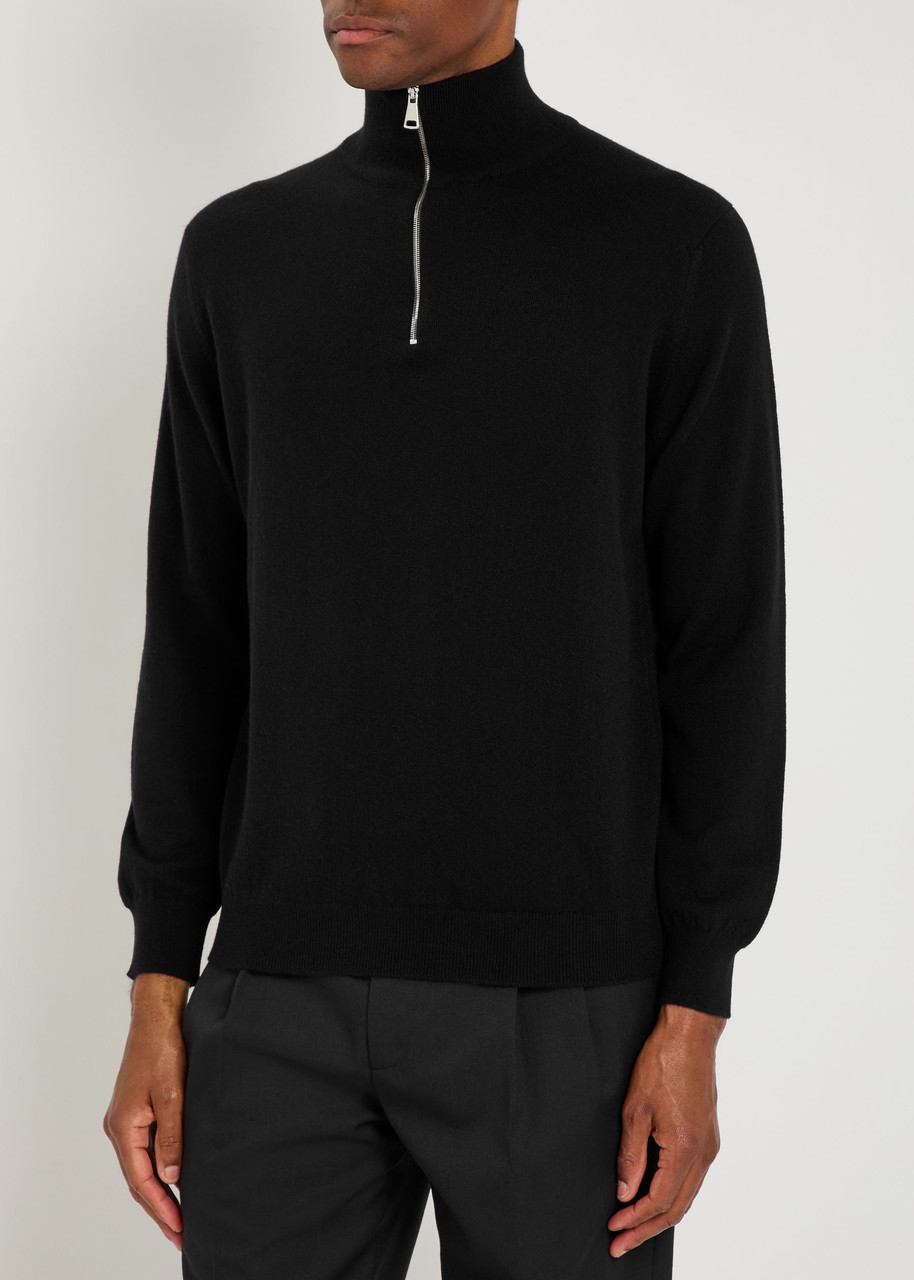 Begg & Co Heriot Half-zip Cashmere Jumper In Black