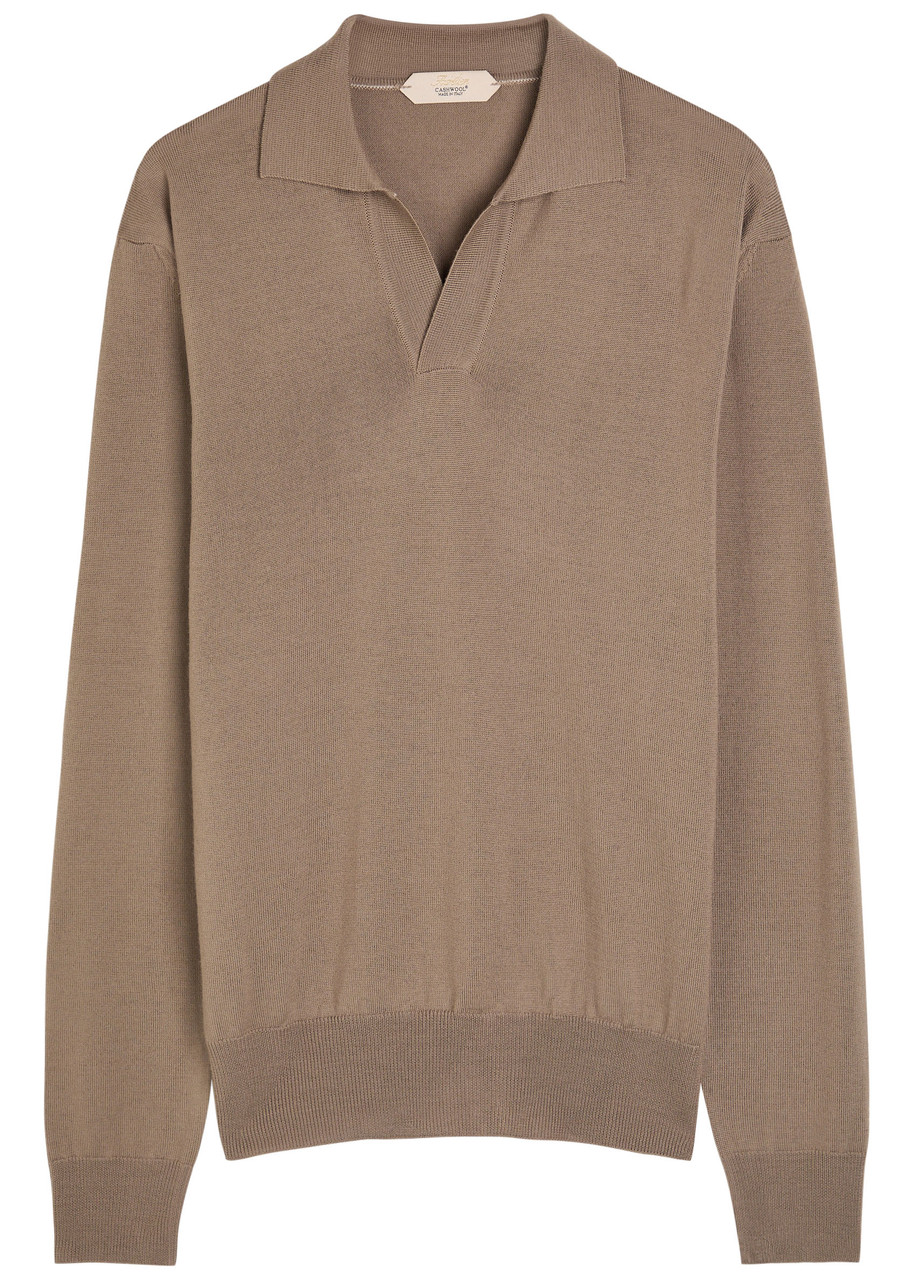 Aurélien Merino Wool Polo Shirt In Brown