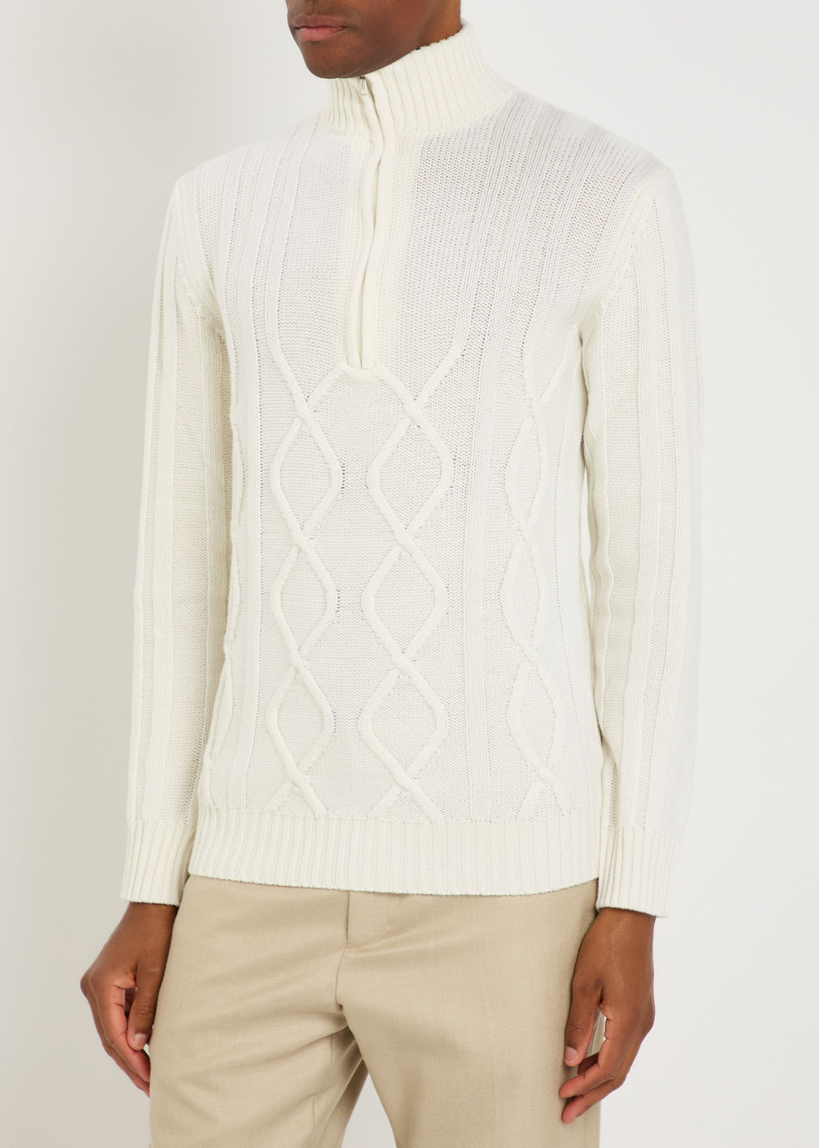 Aurélien Wintertime Wool And Cashmere-blend Jumper In White