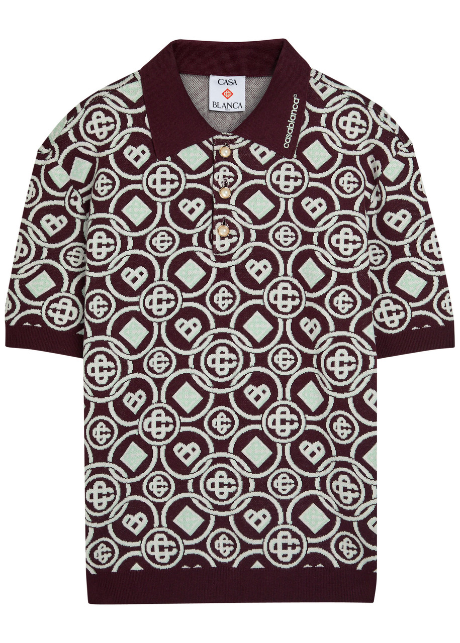 Casablanca Monogram Knit Short-sleeved Polo T-shirt In Multi