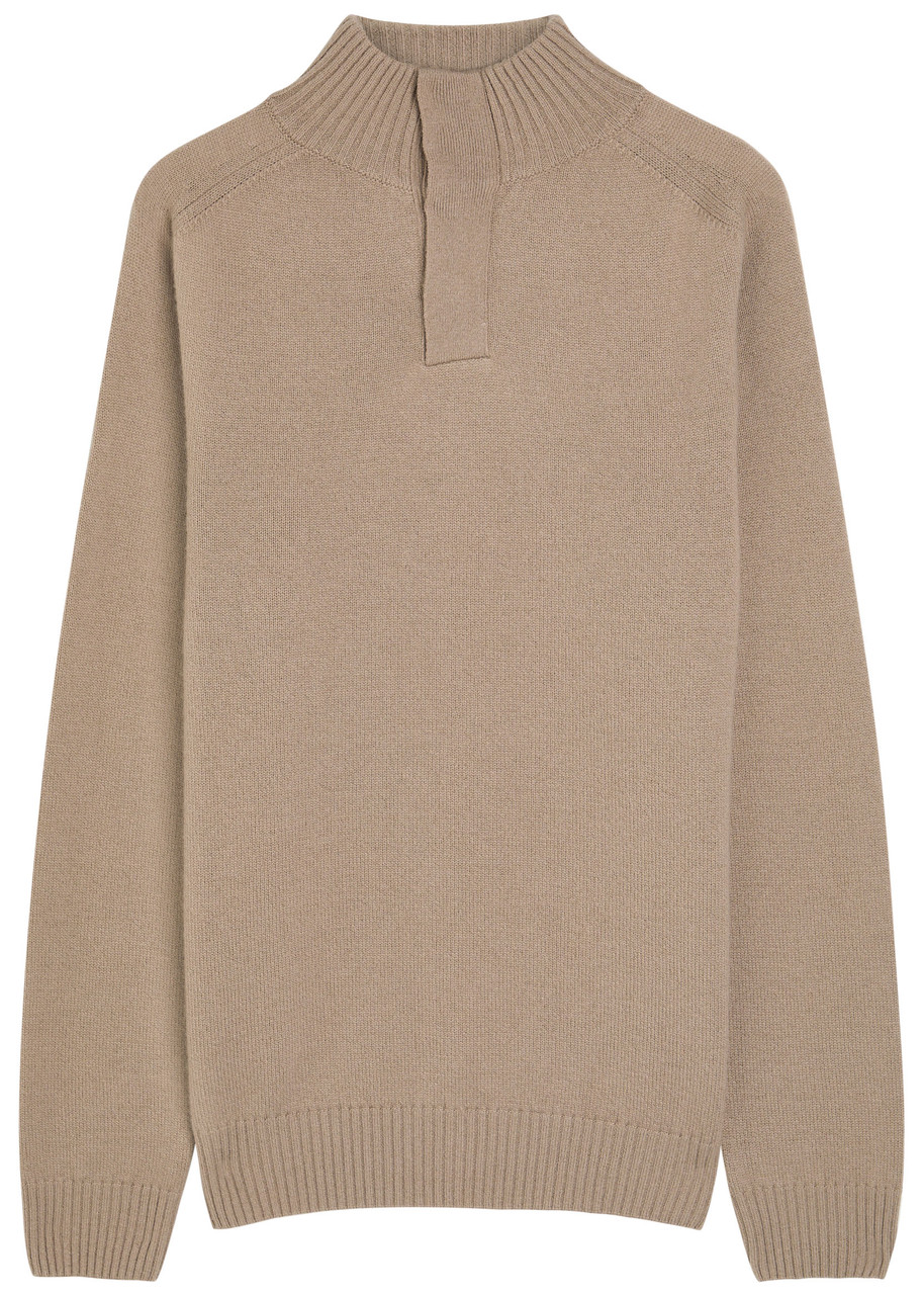 Aurélien City Wool And Cashmere-blend Jumper In Brown
