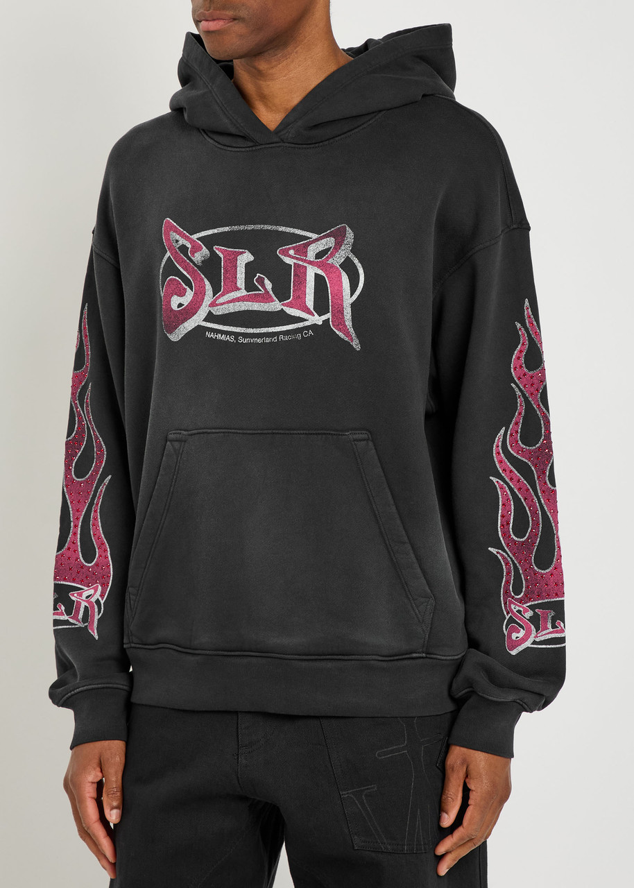 Nahmias Summerland Racing Hooded Cotton Sweatshirt In Black
