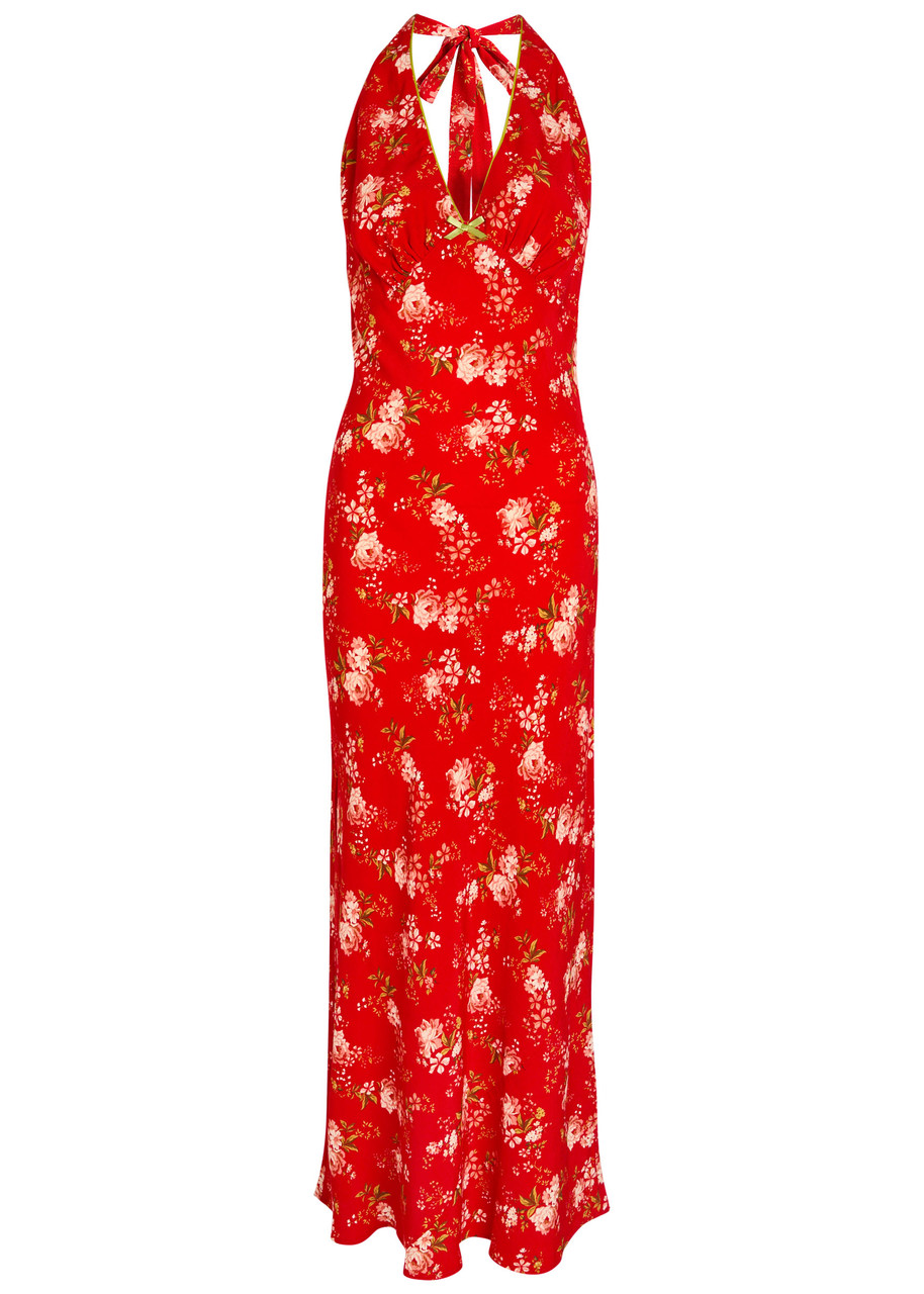 Never Fully Dressed Floral-print Crepe Maxi Dress In Brown