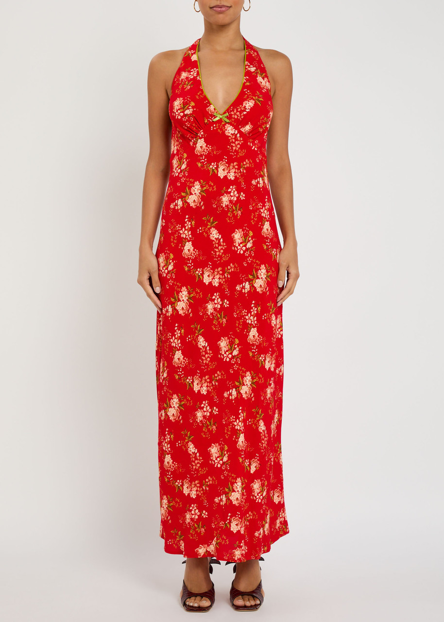 Never Fully Dressed Floral-print Crepe Maxi Dress In Brown