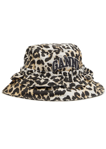 GANNI Leopard-print twill bucket hat | Harvey Nichols