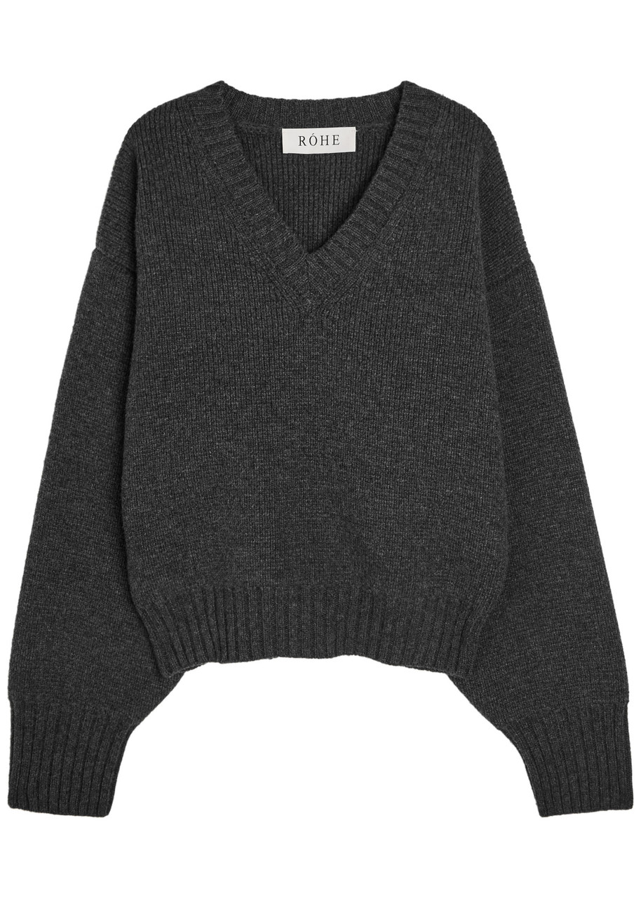 Rohe V-neck Wool Jumper In Gray