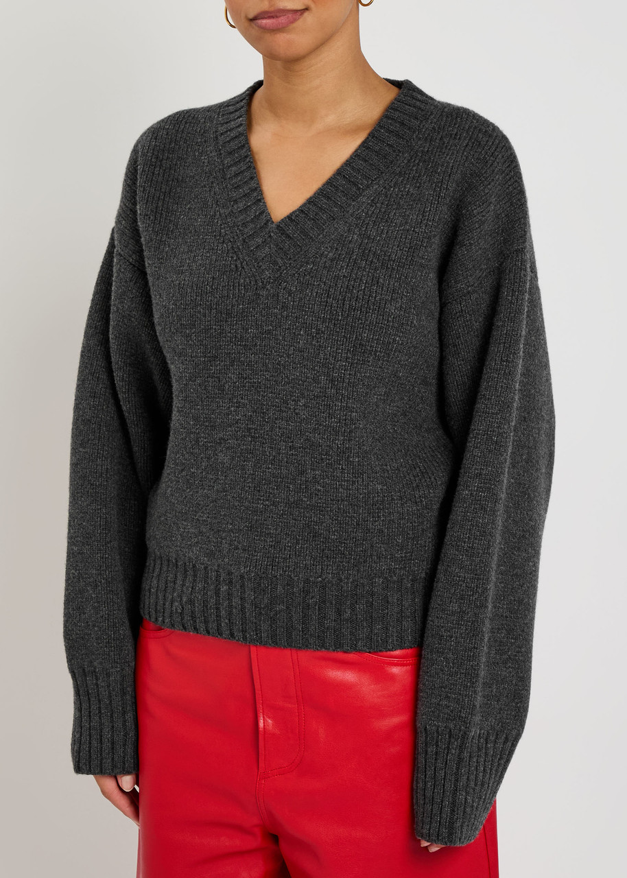 Rohe V-neck Wool Jumper In Gray