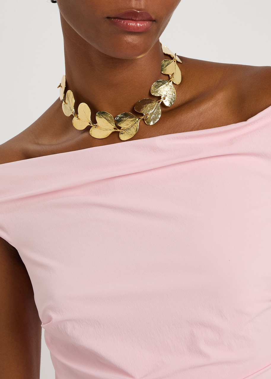 Kenneth Jay Lane Leaf 22kt Gold-plated Necklace In Gold