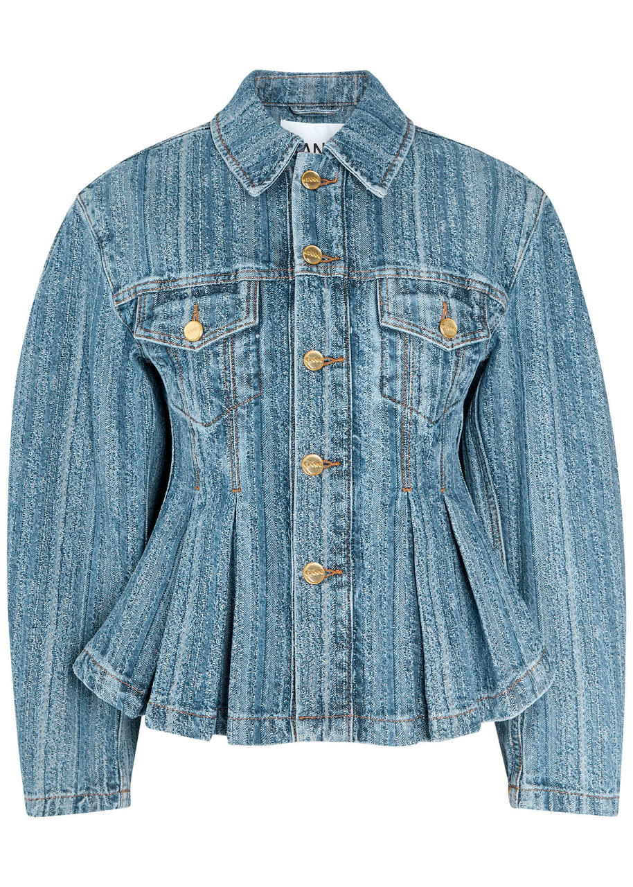 Ganni Pleated Denim Jacket - 42 (UK14 / L)