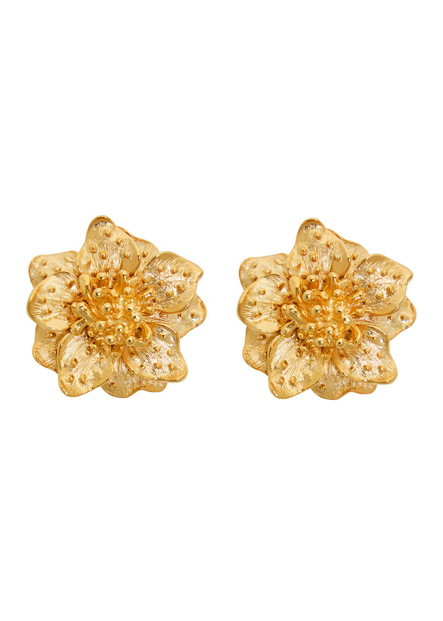Kenneth Jay Lane Dogwood Flower 22kt Gold-plated Clip-on Earrings - One Size