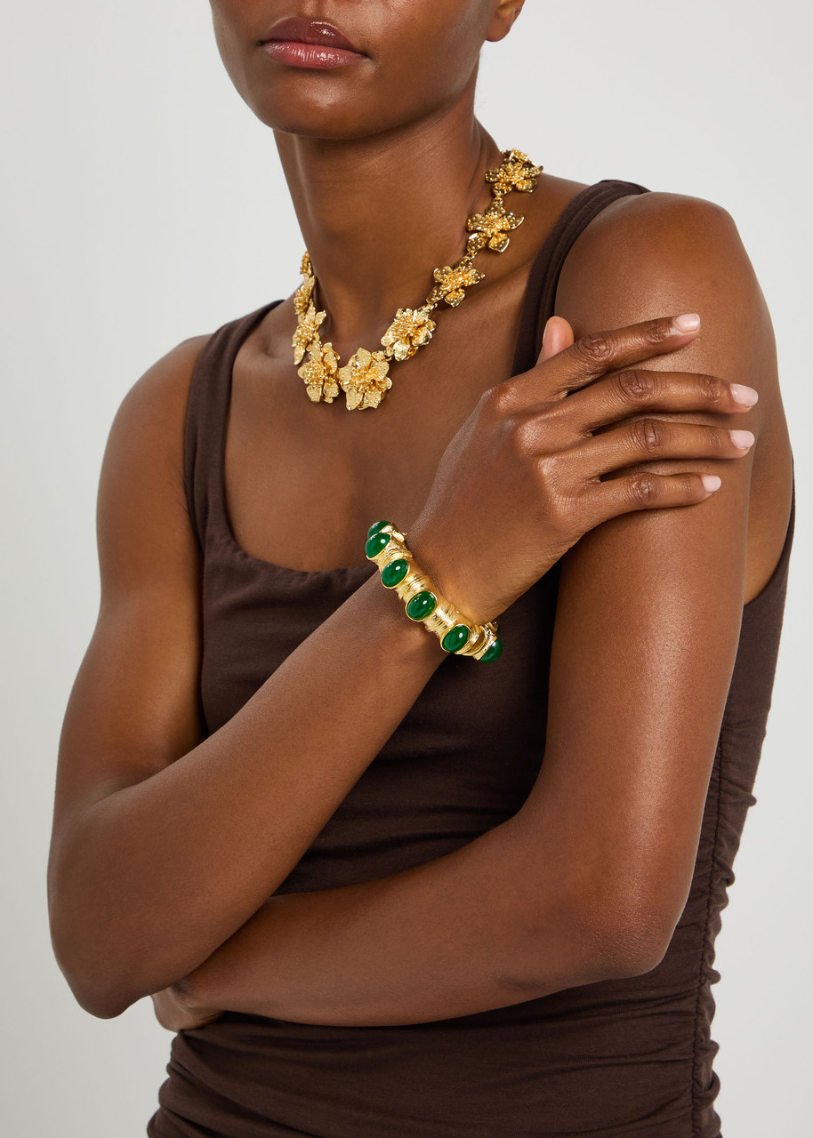 Kenneth Jay Lane Crystal-embellished 22kt Gold-plated Bracelet In Gold