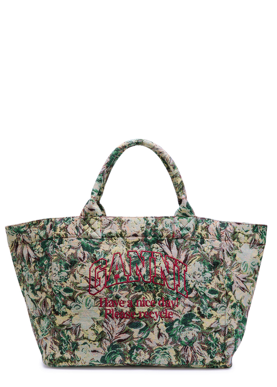 Ganni Jadeite Xxl Reversible Tapestry Shopper Tote Bag In Multi