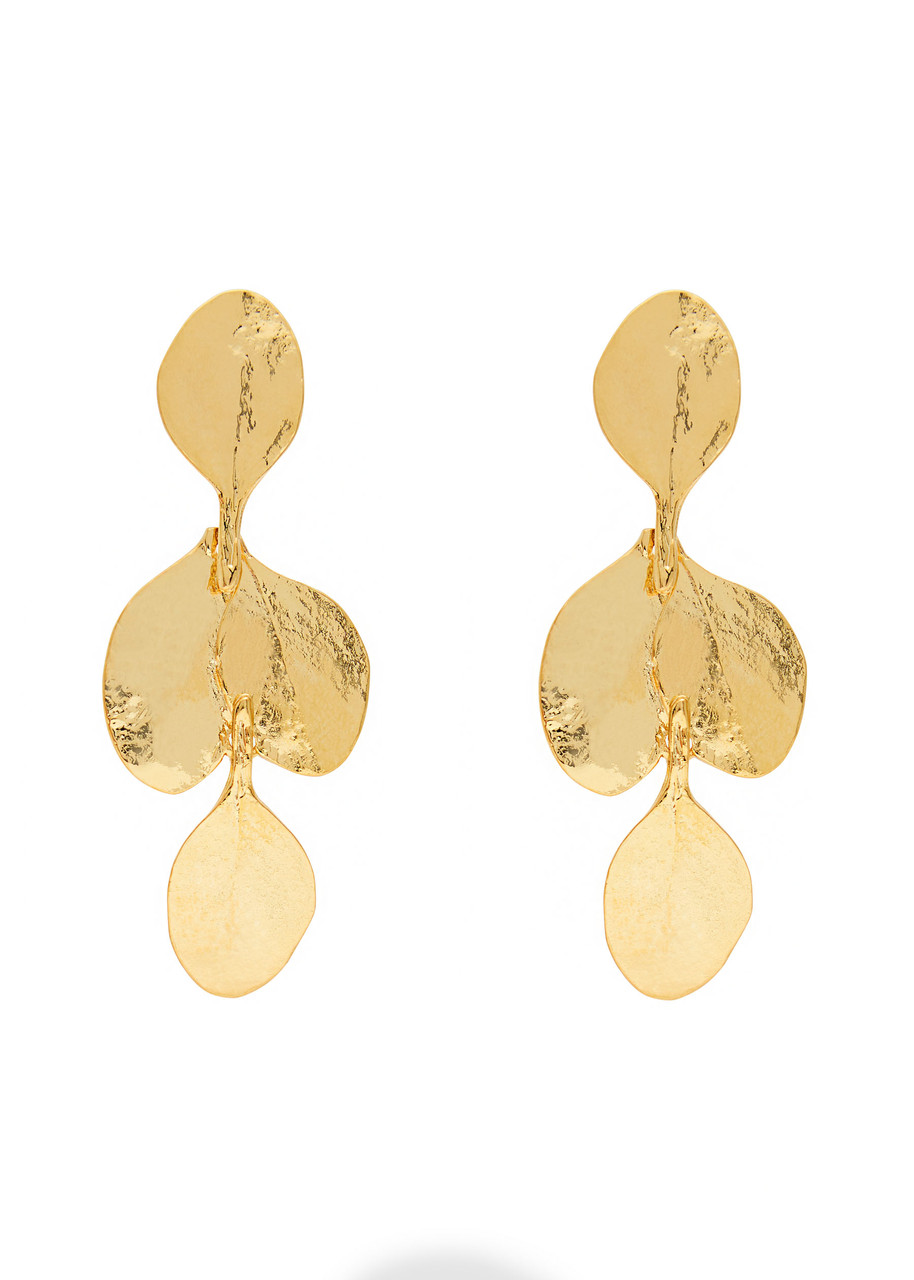 Kenneth Jay Lane Cascading Leaf 22kt Gold-plated Drop Earrings In Gold