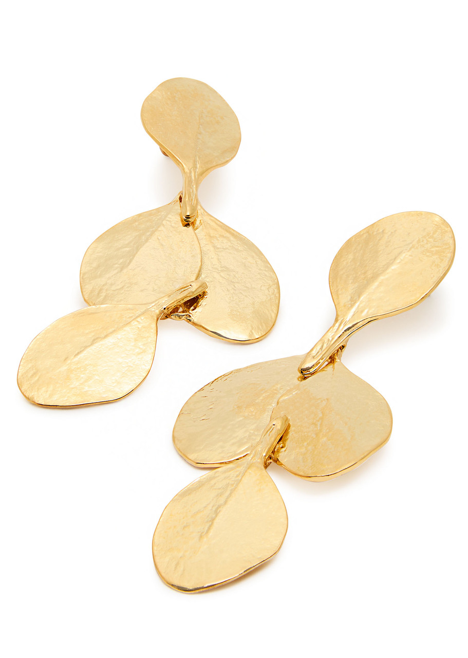Kenneth Jay Lane Cascading Leaf 22kt Gold-plated Drop Earrings In Gold