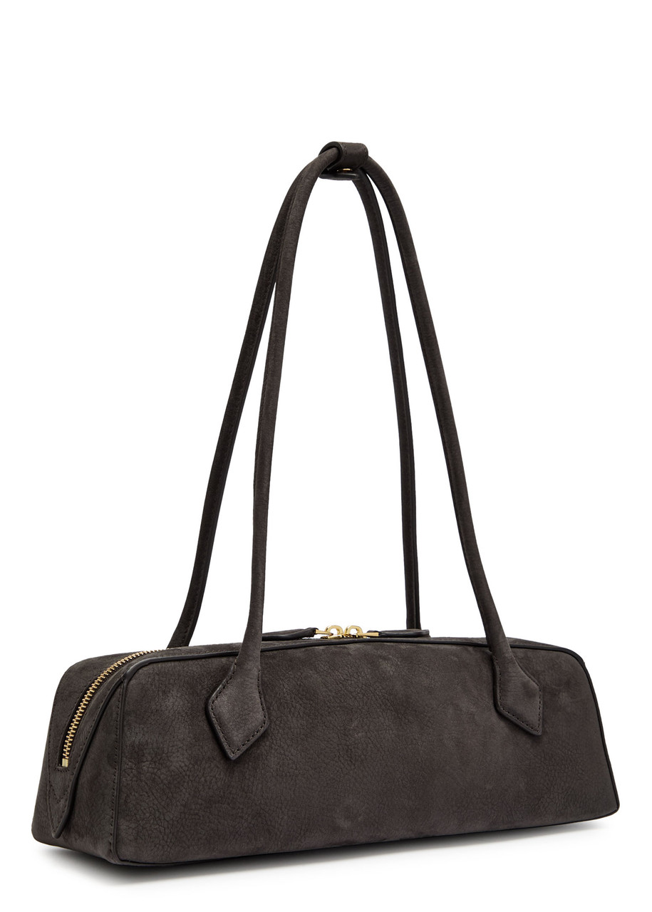 Alaïa Le Teckel Medium Suede Shoulder Bag In Gray