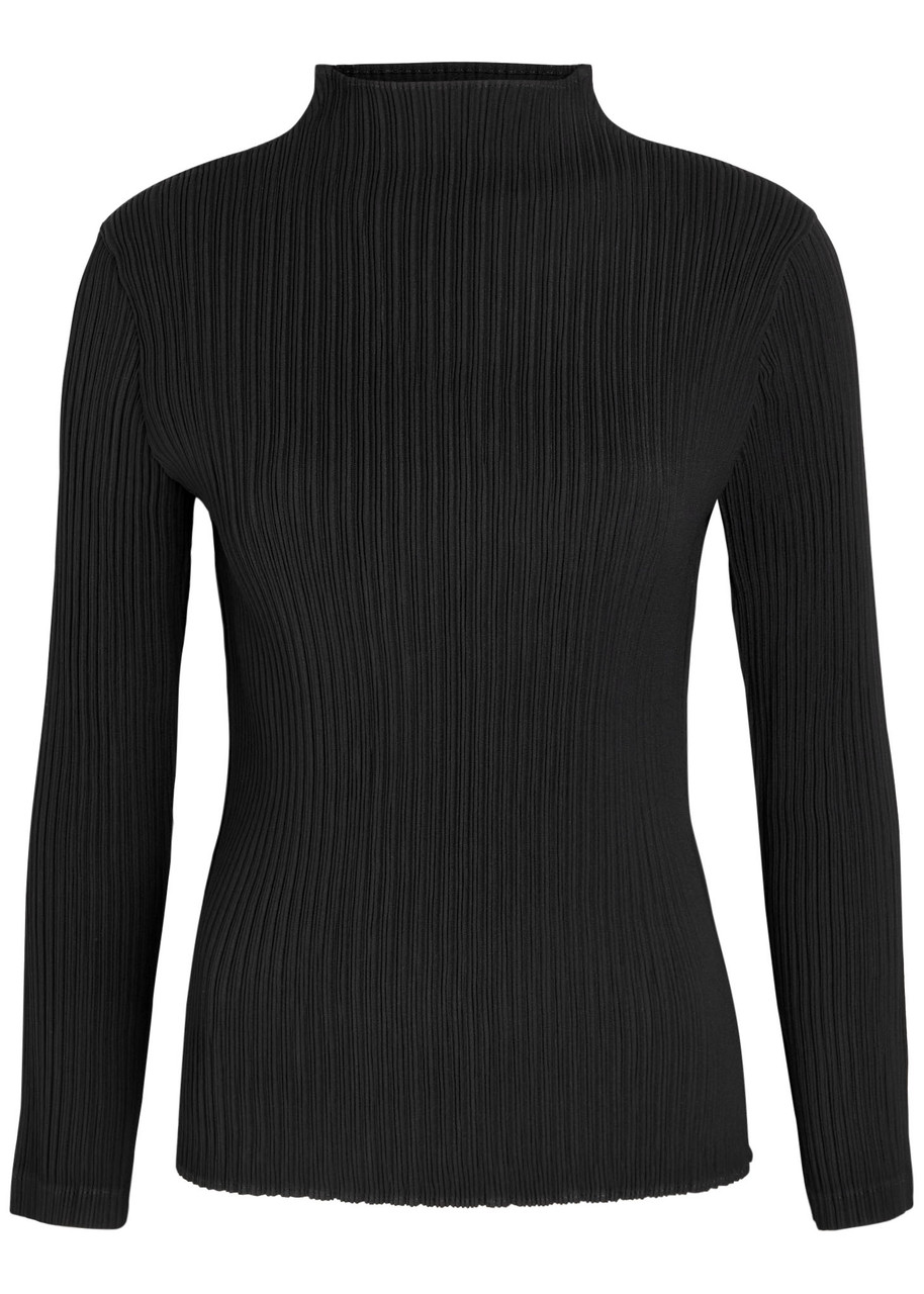Issey Miyake Pleated Crepe Top In Black