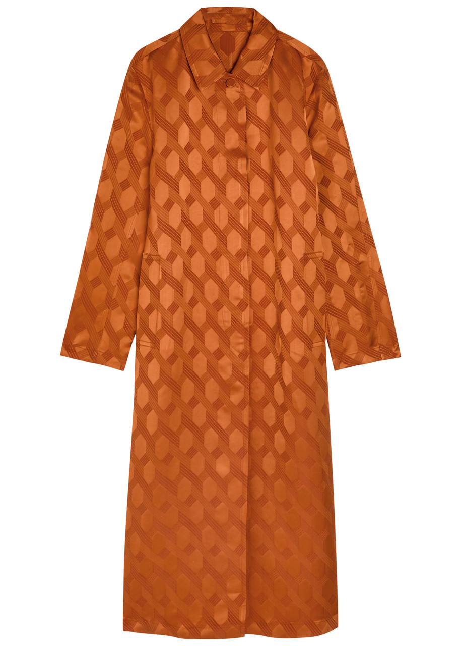 Dries Van Noten Raltonas Jacquard Satin Coat - Orange - 38 (UK10 / S)