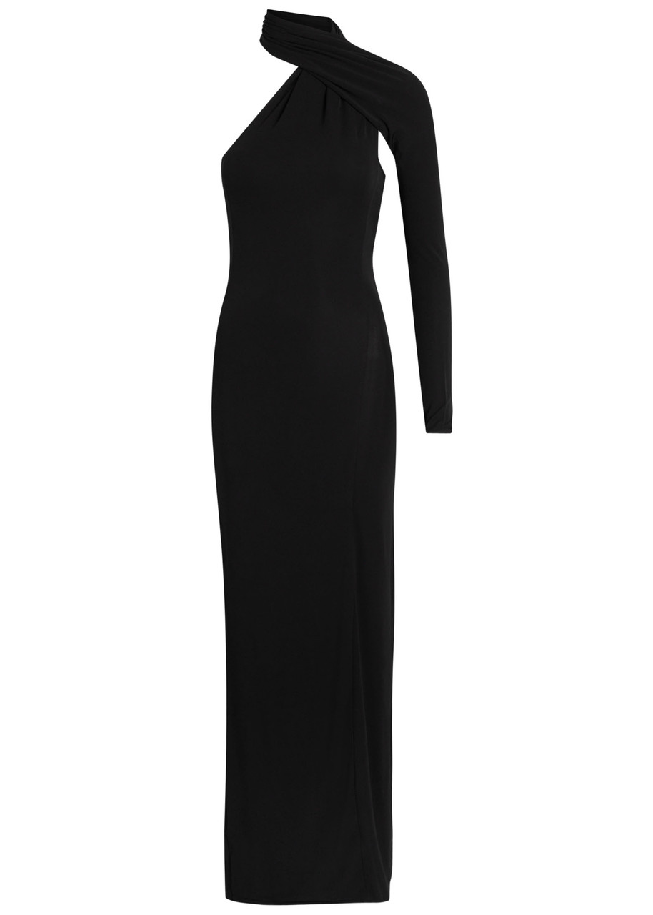 Courrèges One-shoulder Stretch-crepe Gown In Black