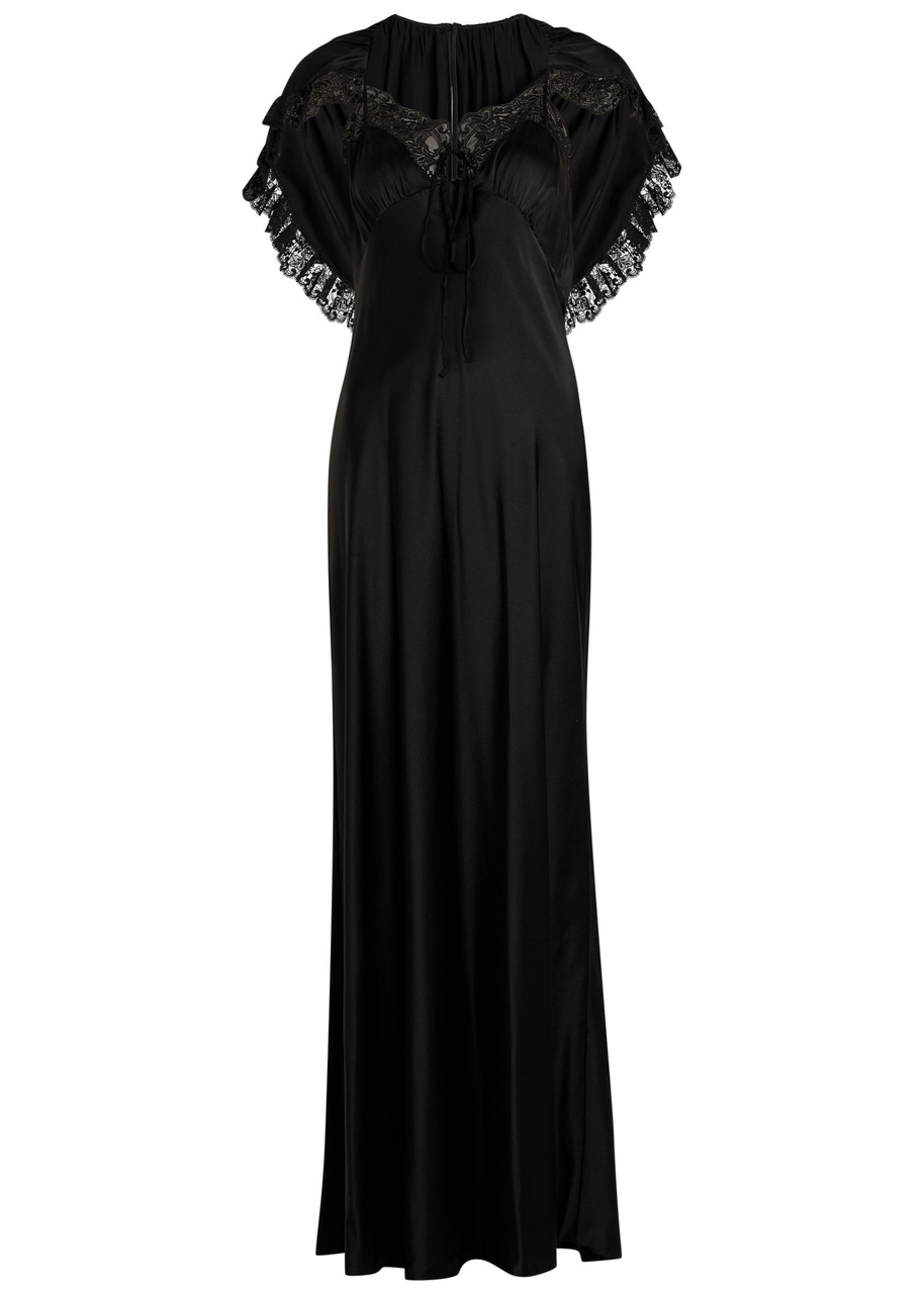 Chloé Chloe Cape-effect Silk Gown In Black