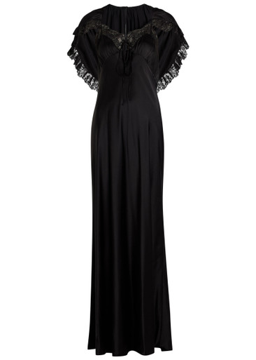 Cape-effect silk gown