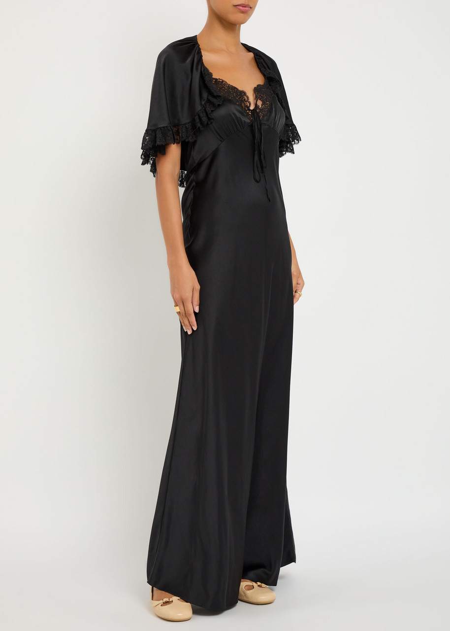 Chloé Chloe Cape-effect Silk Gown In Black