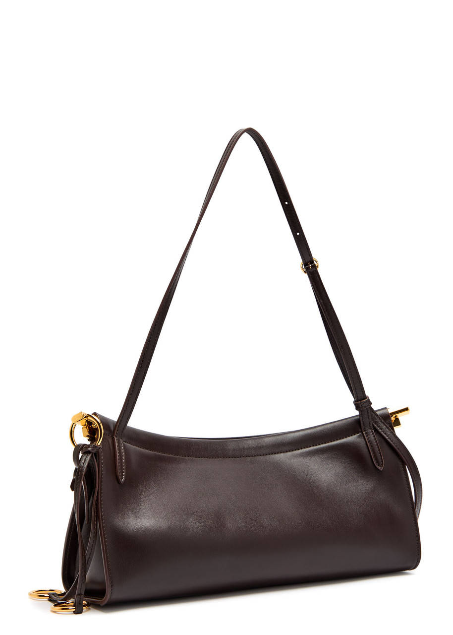 Alaïa East West Medium Leather Shoulder Bag In Brown