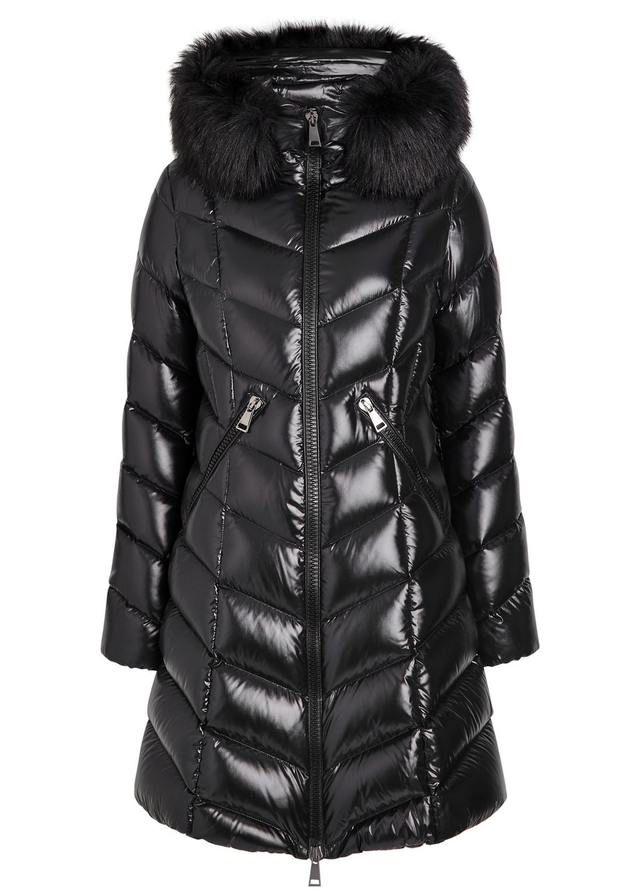 Moncler Fulmarus Quilted Glossed Shell Coat In Black