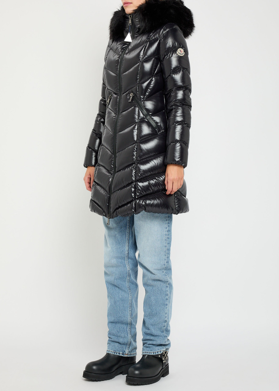 Moncler Fulmarus Quilted Glossed Shell Coat In Black