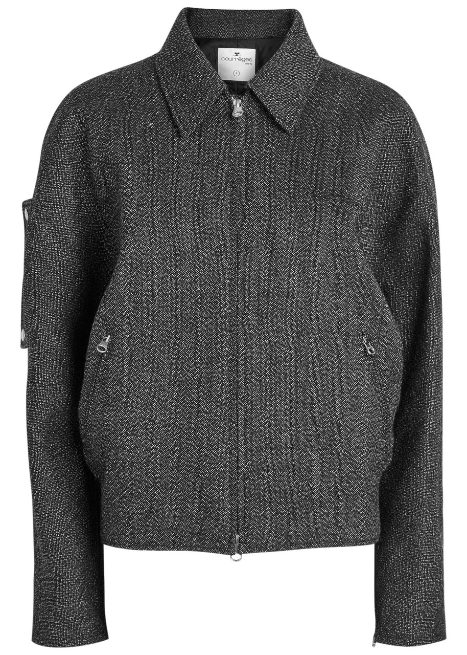 Courrèges Quilted Caviar Wool Jacket In Gray